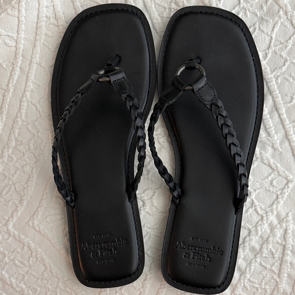 Abercrombie & Fitch Black Braided Sandals Sz 8